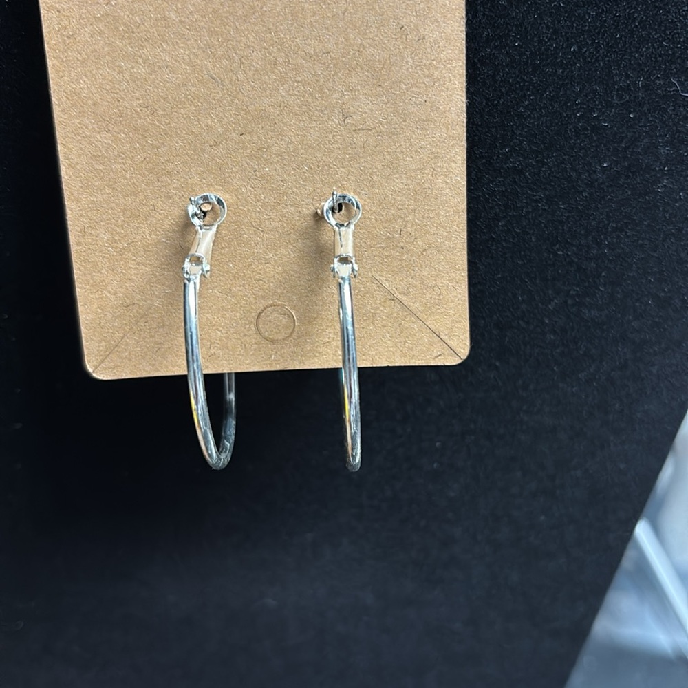Vintage Silver Hoop Earrings - Picture 3 of 7